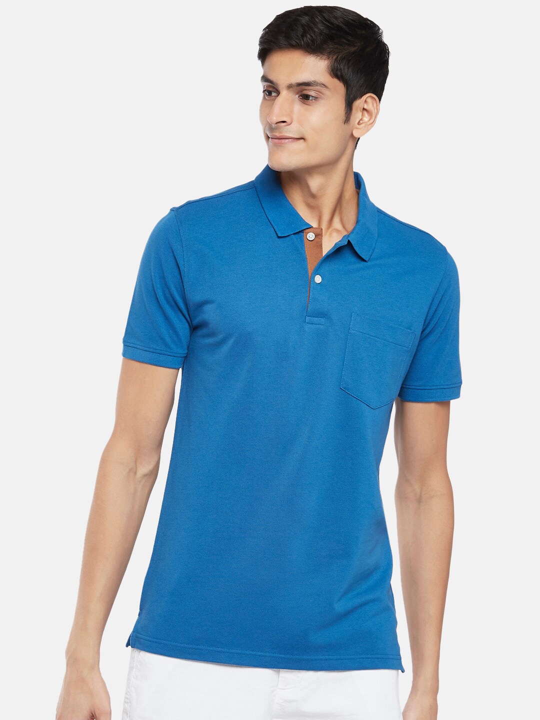 

BYFORD by Pantaloons Men Blue Polo Collar Running T-shirt