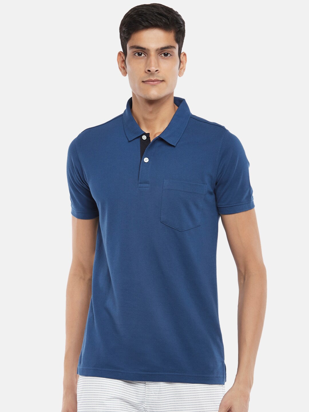 

BYFORD by Pantaloons Men Blue Polo Collar T-shirt