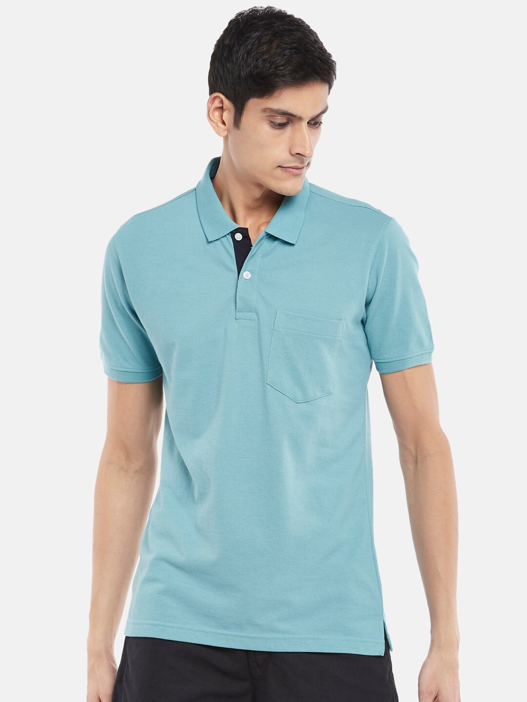 

BYFORD by Pantaloons Men Blue Polo Collar Running T-shirt