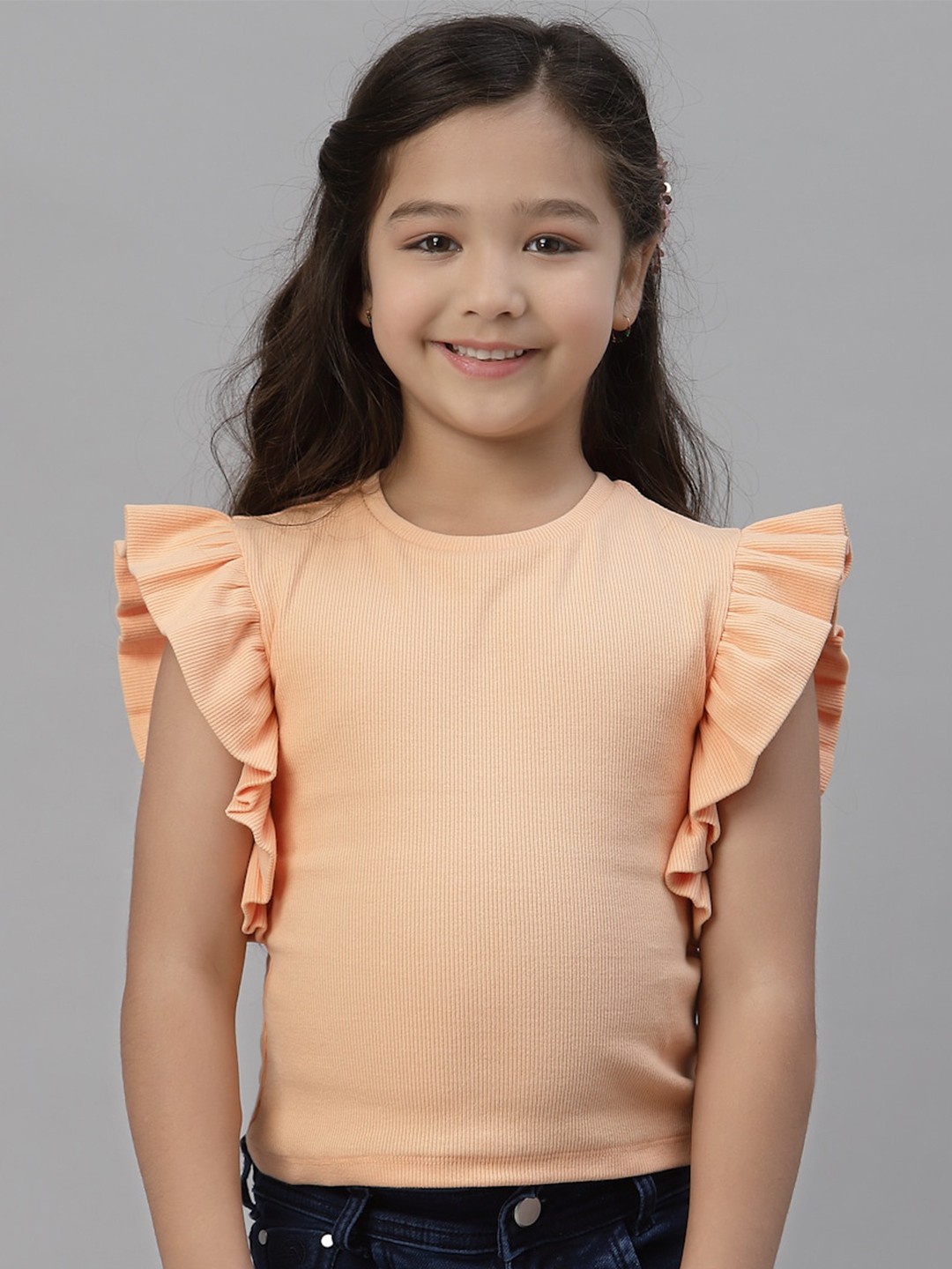 

Mode by Red Tape Coral Orange Striped Ribbed Top