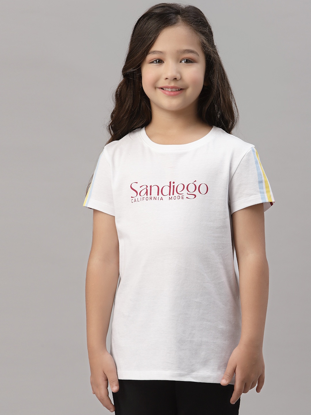 

Mode by Red Tape Girls White Typography Printed Cotton T-shirt