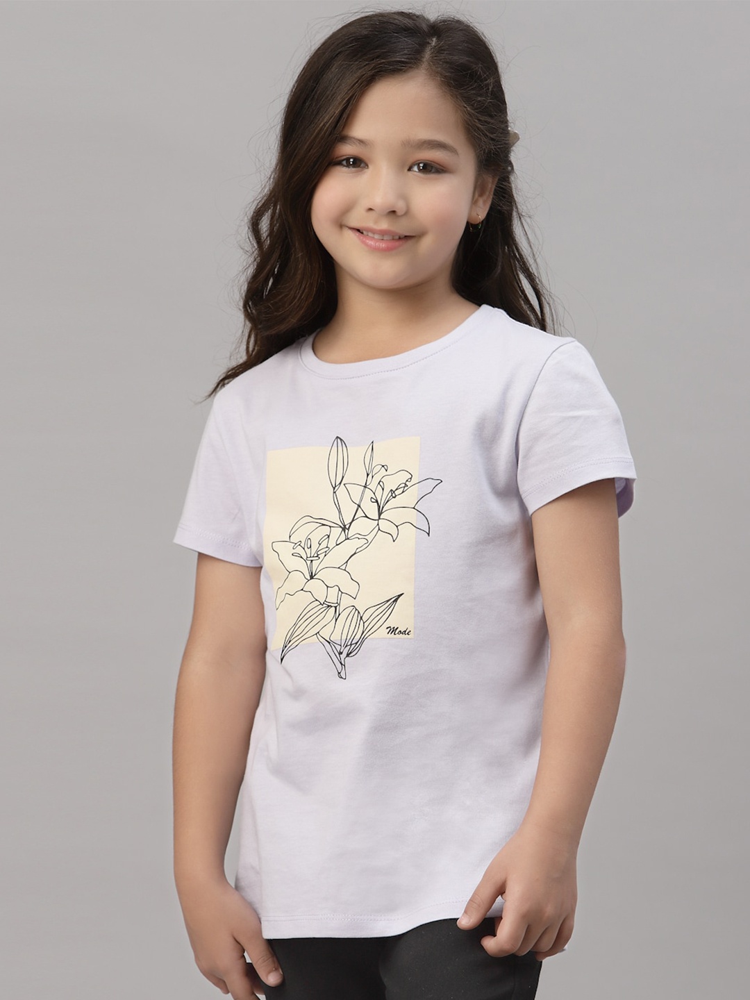 

Mode by Red Tape Girls Lavender Printed Cotton T-shirt