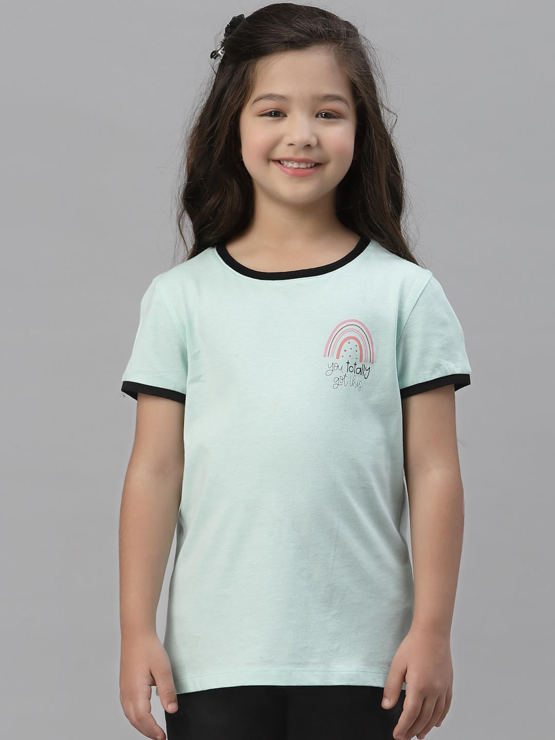 

Mode by Red Tape Girls Green & Black Cotton T-shirt