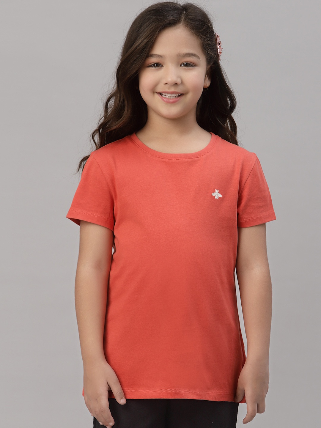 

Mode by Red Tape Girls Coral Solid Cotton T-shirt