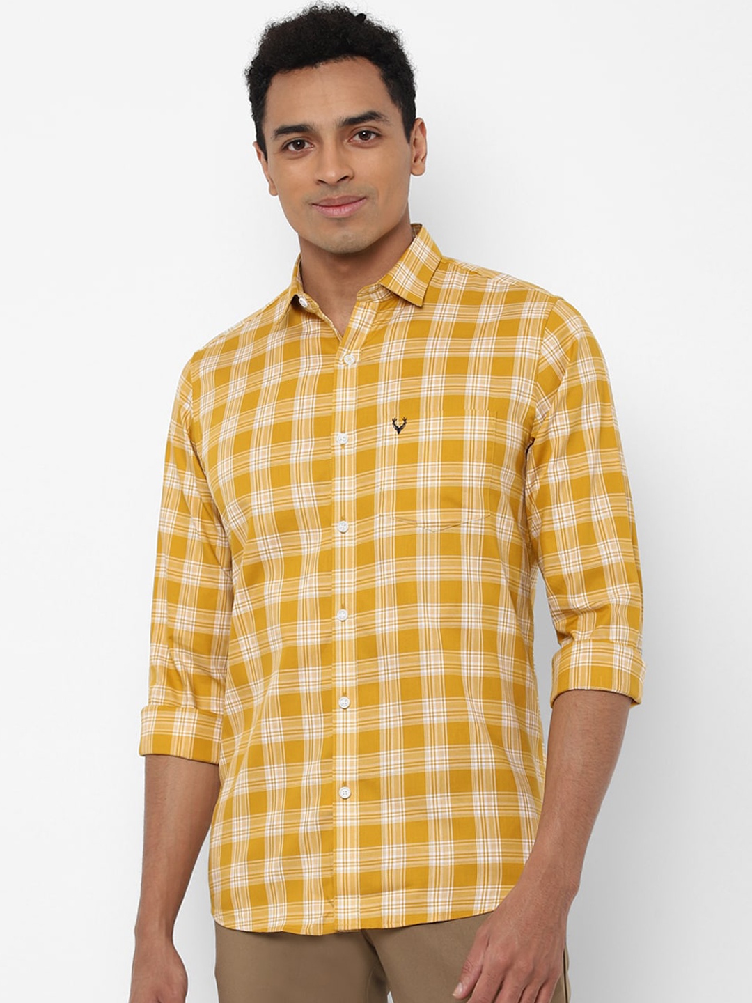 

Allen Solly Men Yellow Slim Fit Tartan Checked Cotton Casual Shirt