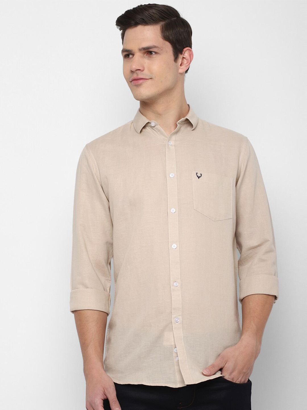 

Allen Solly Men Beige Slim Fit Casual Shirt