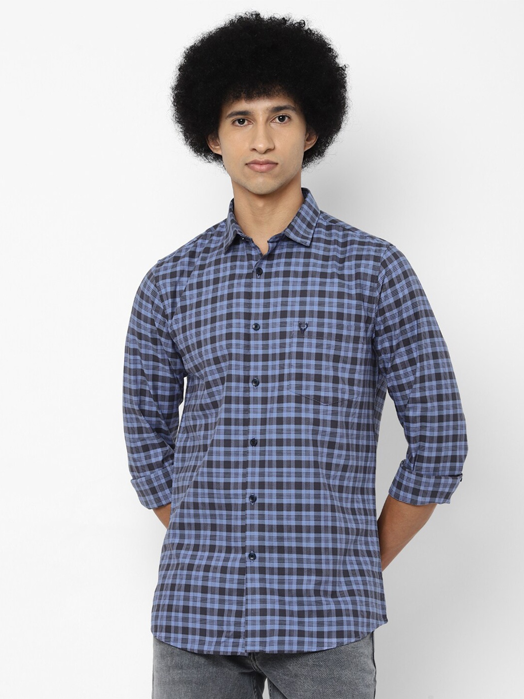 

Allen Solly Men Blue Slim Fit Checked Casual Shirt