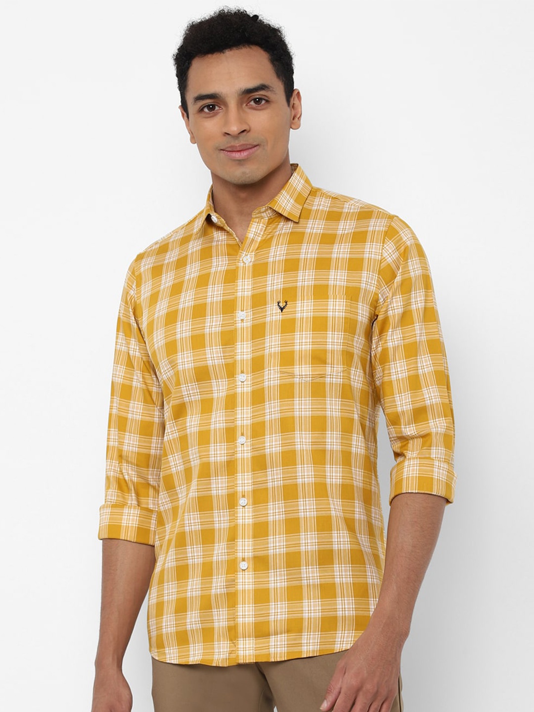 

Allen Solly Men Yellow Slim Fit Tartan Checks Casual Shirt