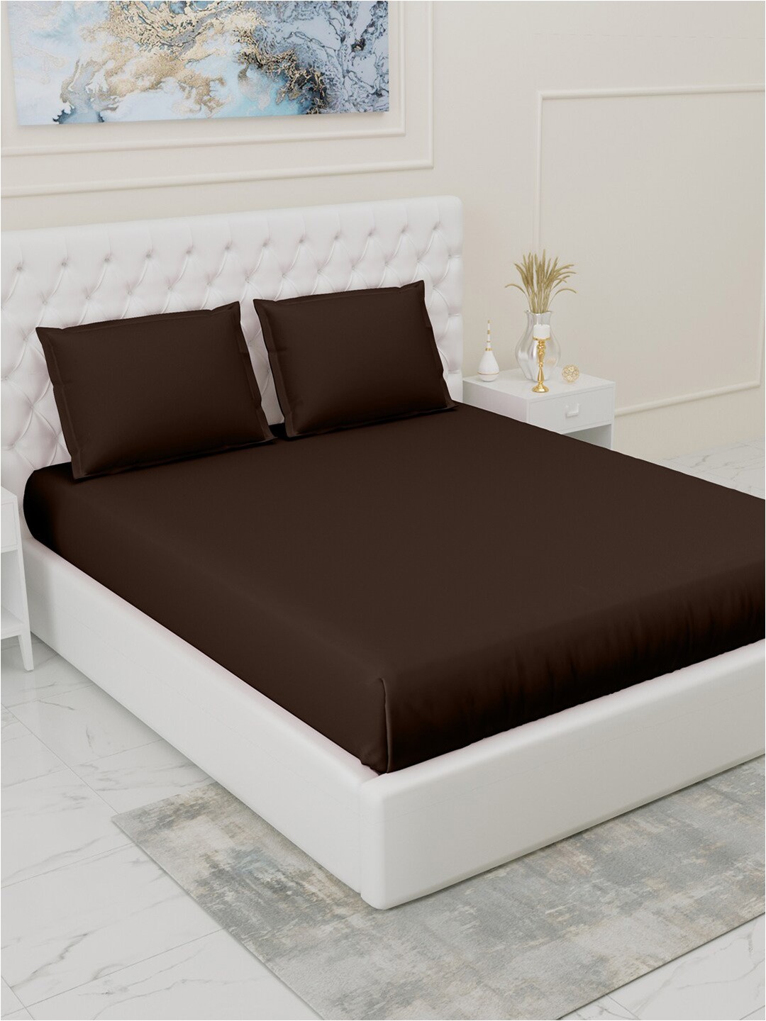 

Gulaab Jaipur Brown 210 TC King Fitted Bedsheet with 2 Pillow Covers