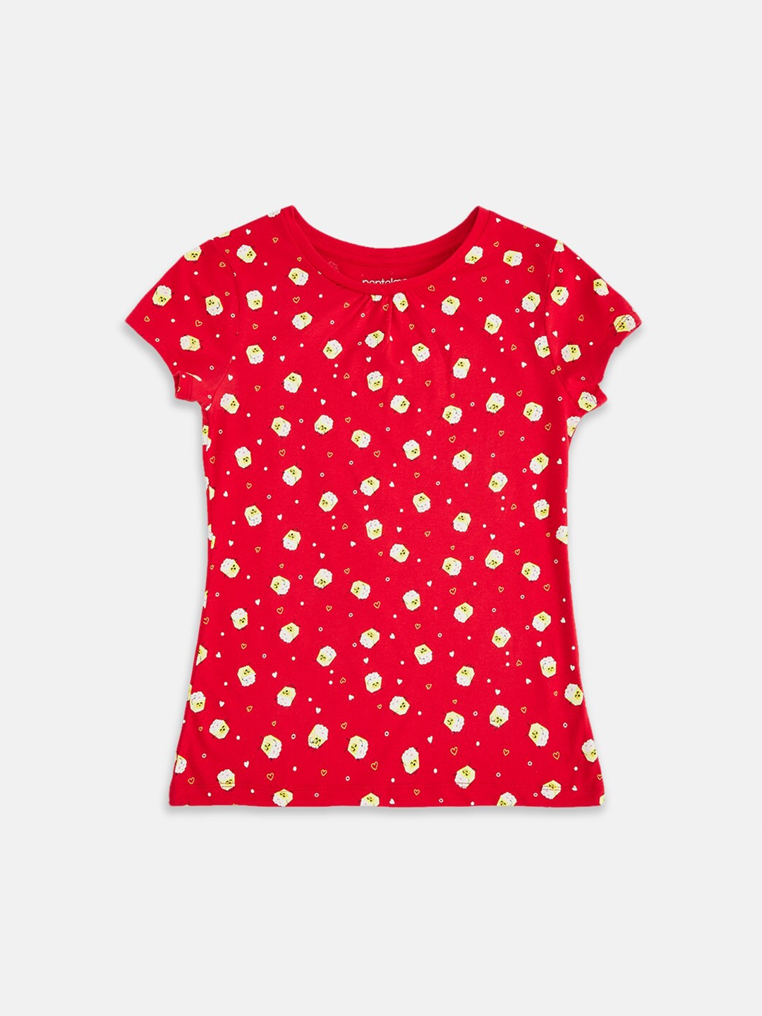 

Pantaloons Junior Girls Red & White Printed Cotton T-shirt