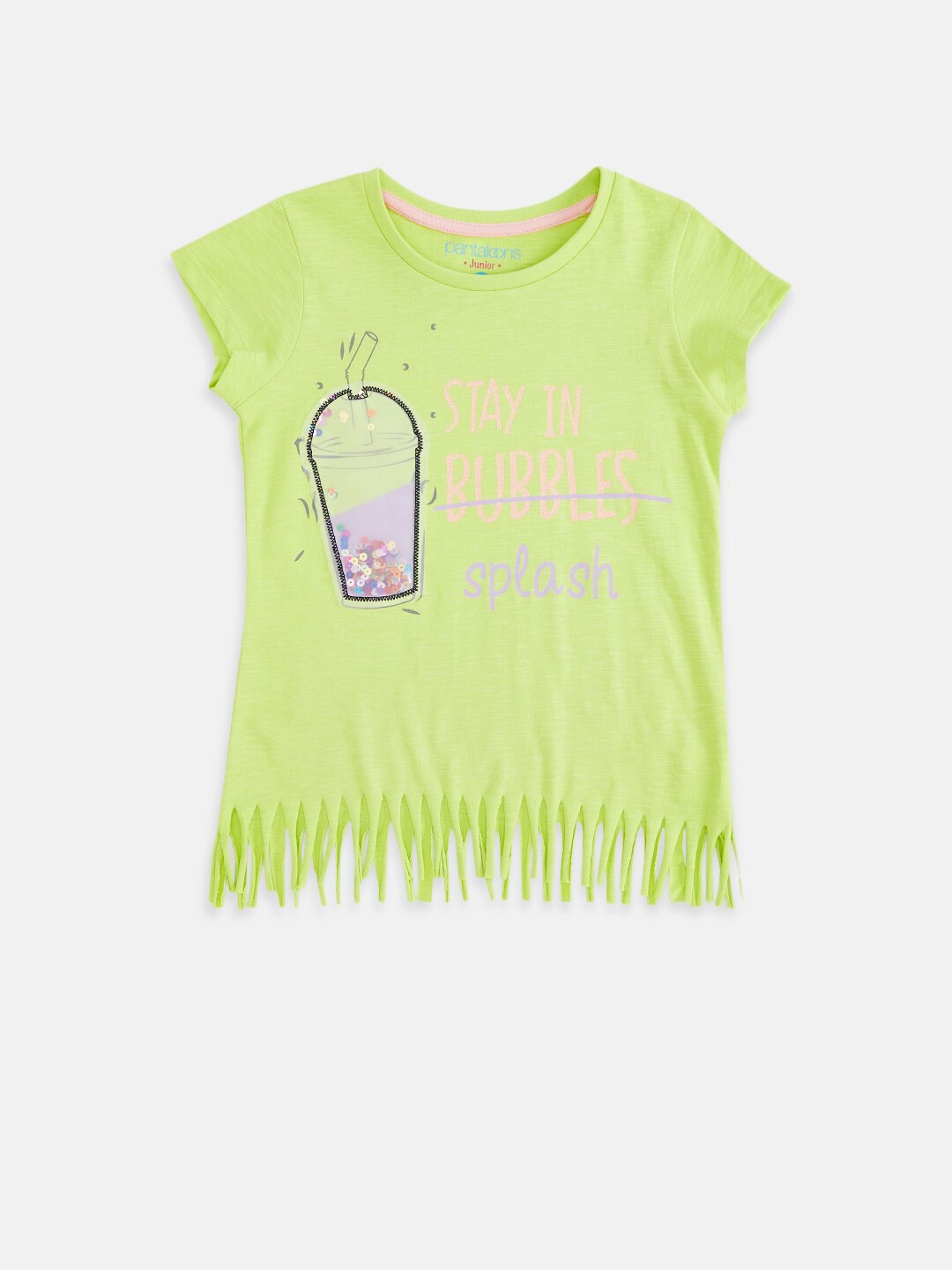 

Pantaloons Junior Girls Green Printed T-shirt