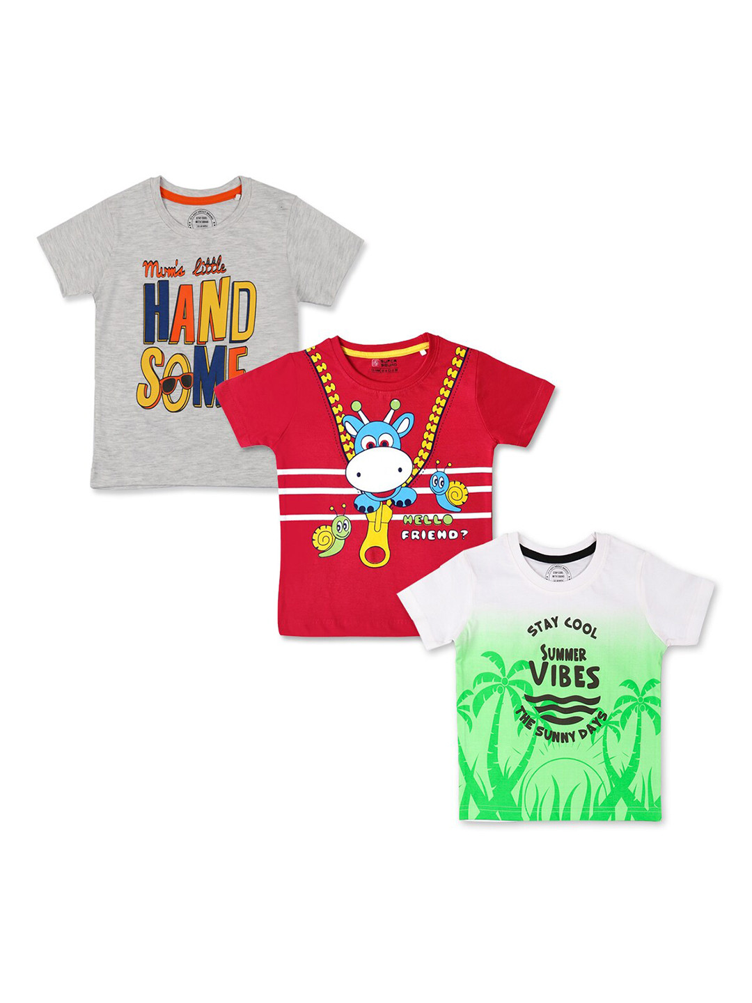 

Benny n Bunny Boys Pack of 3 Pure Cotton T-shirts, Green