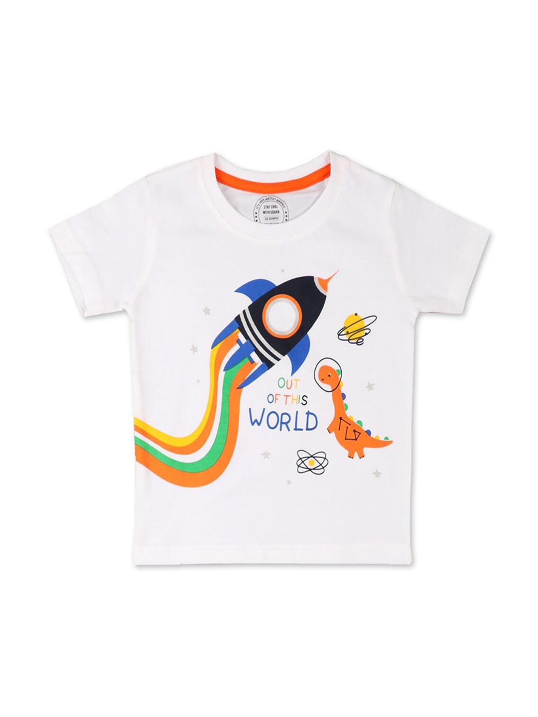

Benny n Bunny Boys White Printed Pure Cotton T-shirt