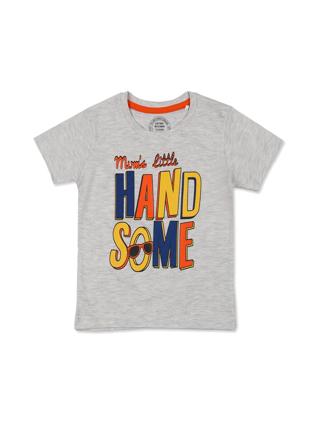 

Benny n Bunny Boys Grey Typography Printed Pure Cotton T-shirt