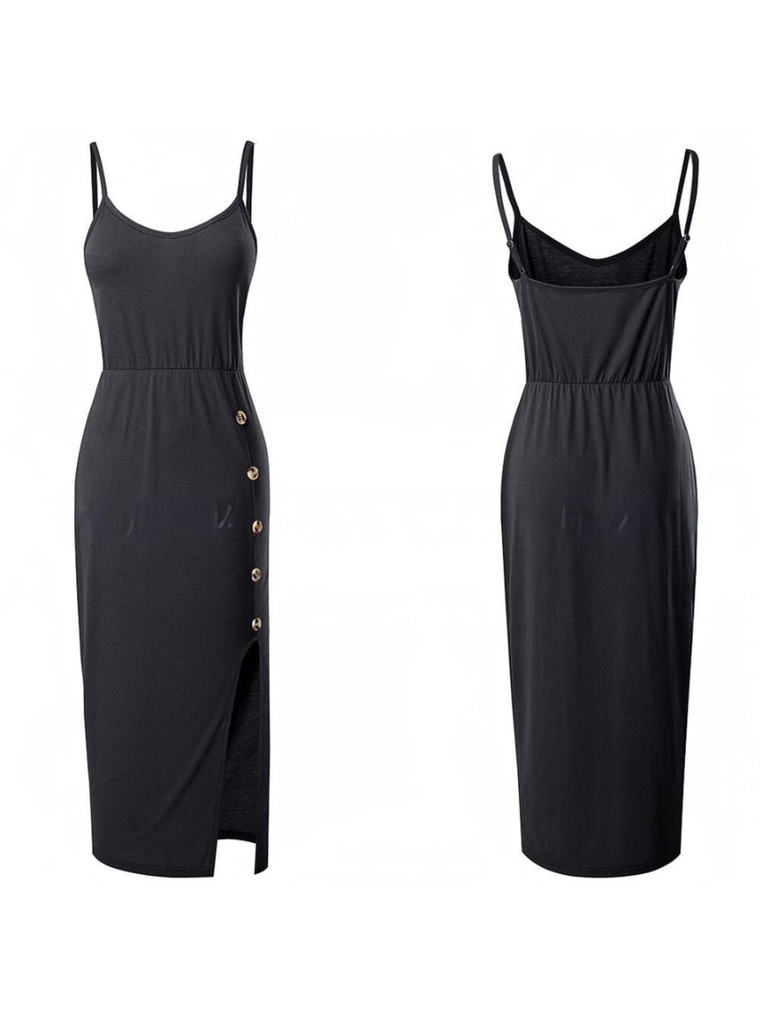 

La Aimee Women Black Solid Midi Dress