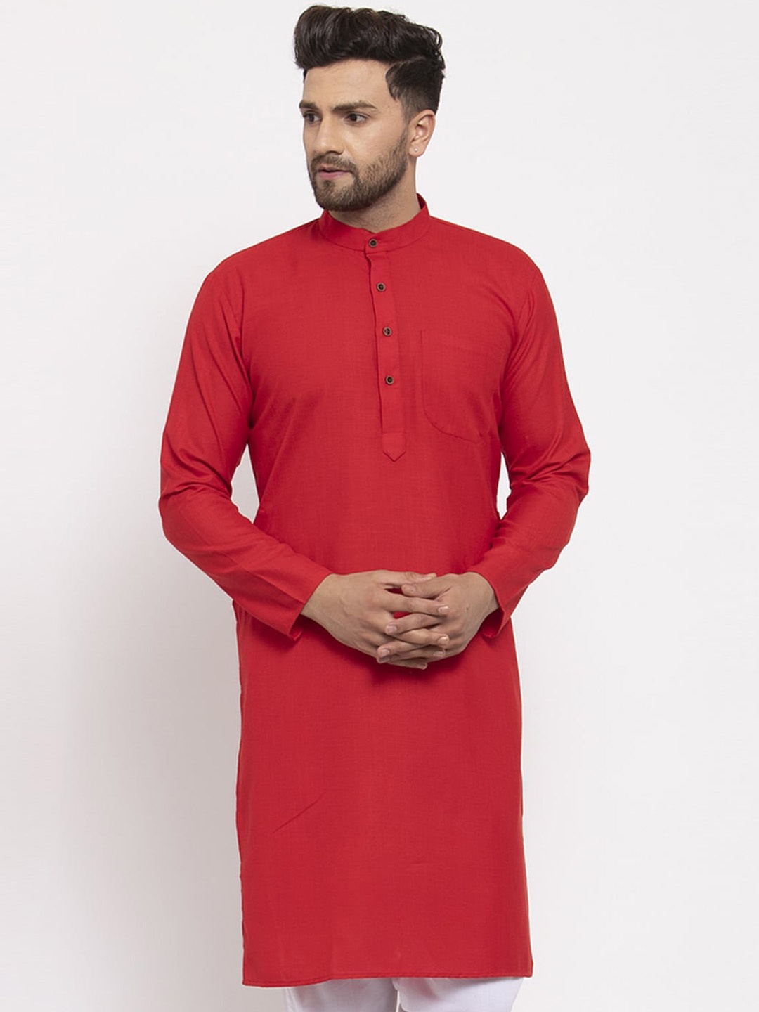 

Jompers Men Red Pure Cotton Straight Kurta