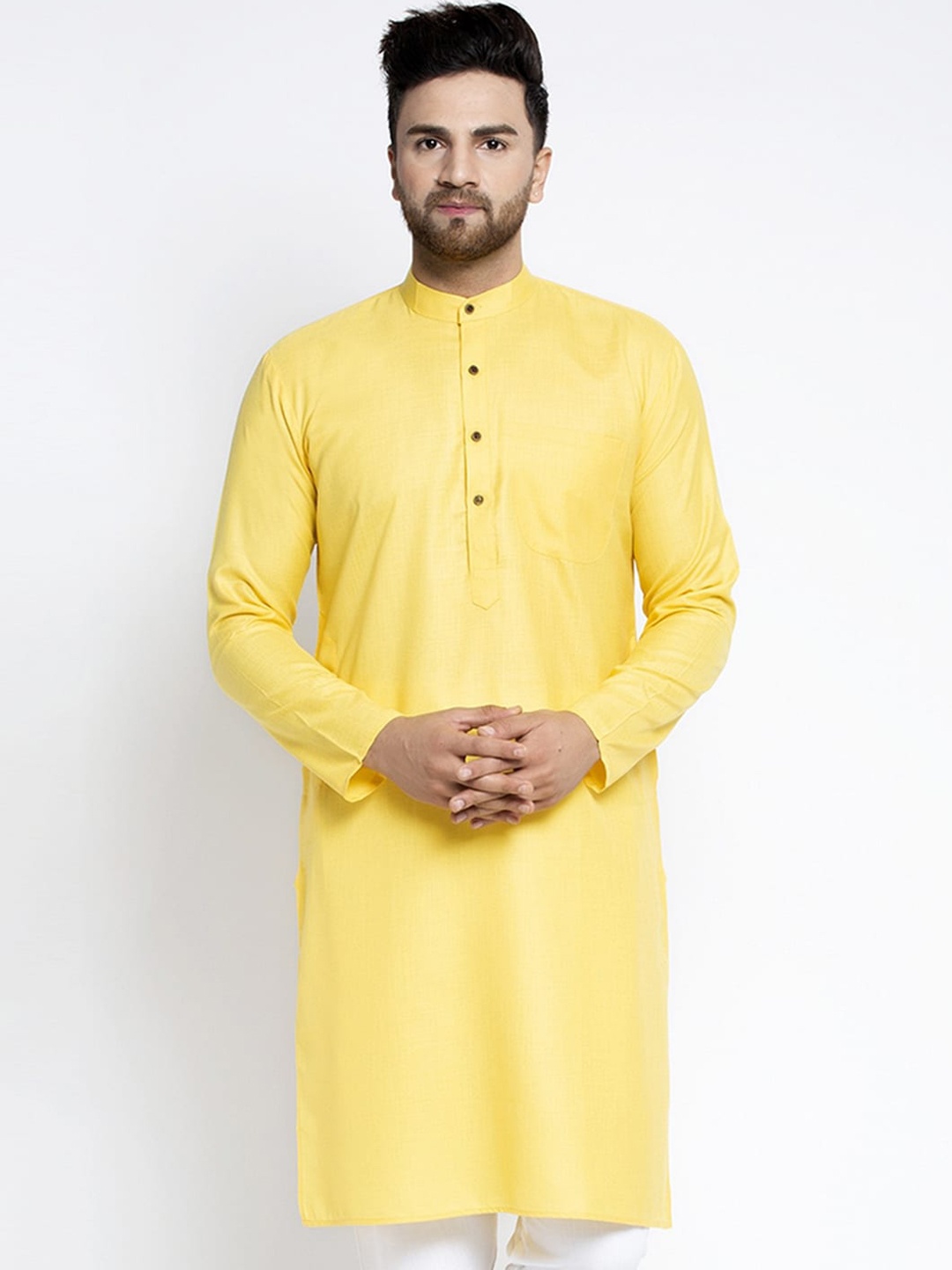 

Jompers Men Yellow Solid Kurta