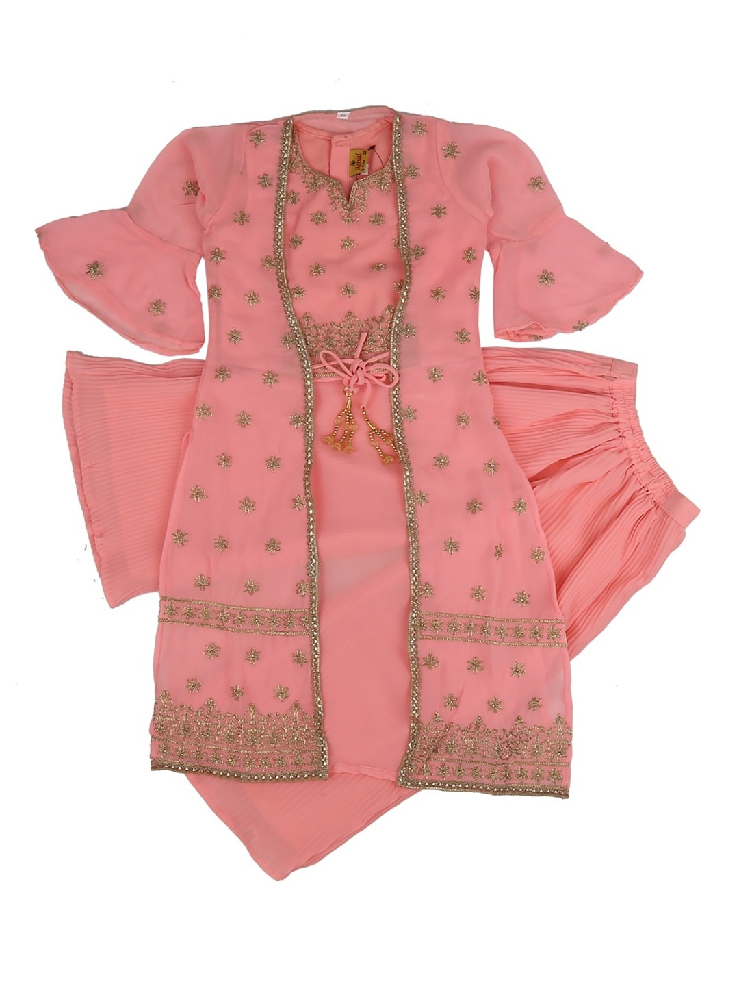 

V-Mart Boys Pink Floral Embroidered Pure Cotton Kurti with Palazzos