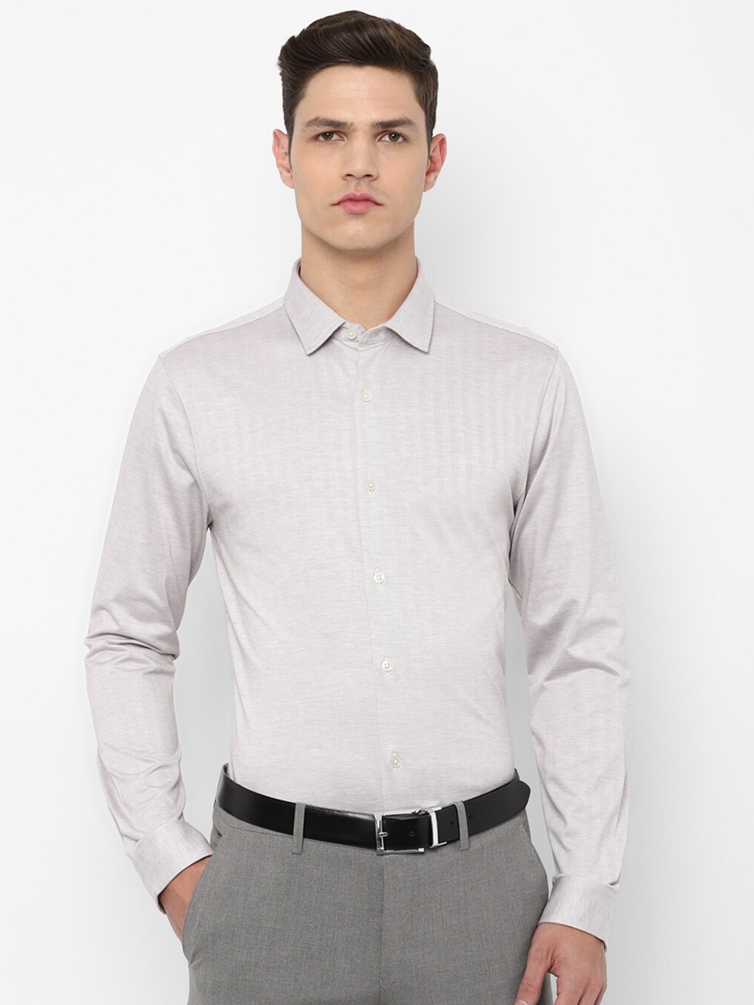 

Louis Philippe Men Grey Slim Fit Pure Cotton Formal Shirt