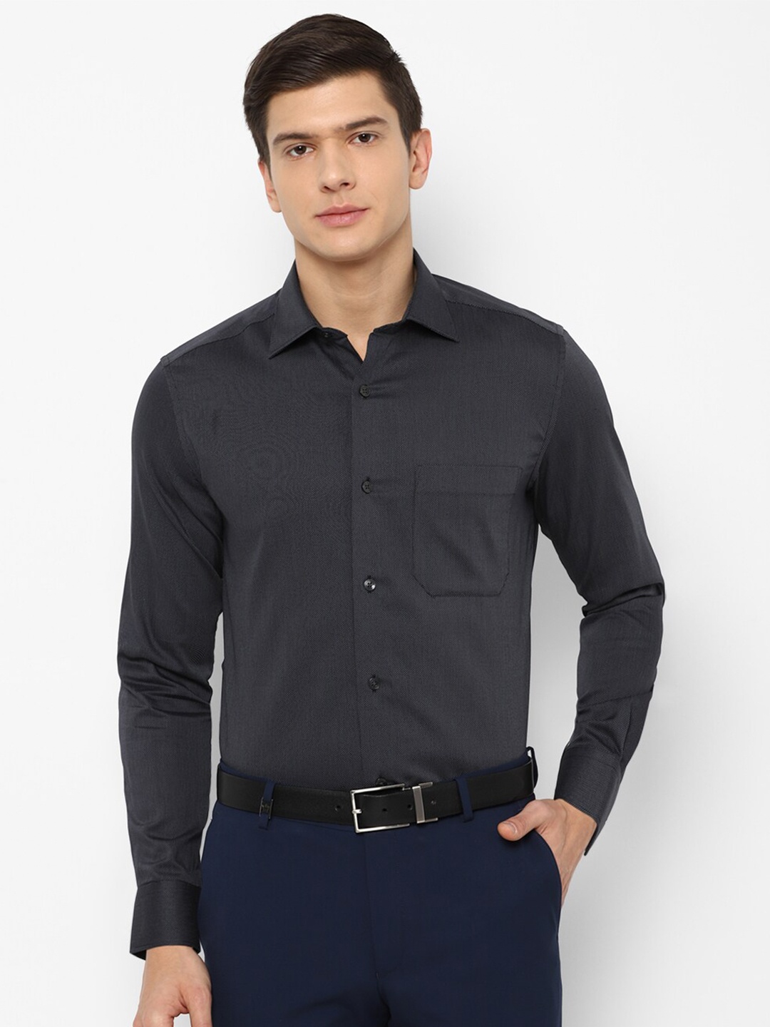 

Louis Philippe Men Charcoal Formal Pure Cotton Shirt