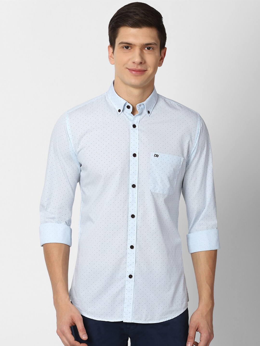 

Peter England Casuals Men Blue Slim Fit Printed Cotton Shirt