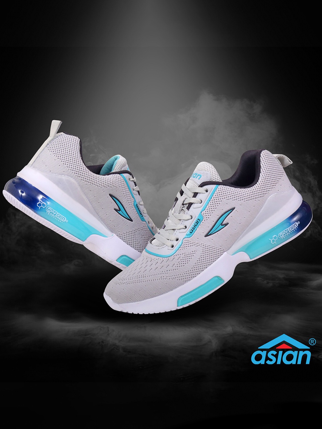 

ASIAN Men Grey & Blue Mesh Running Shoes