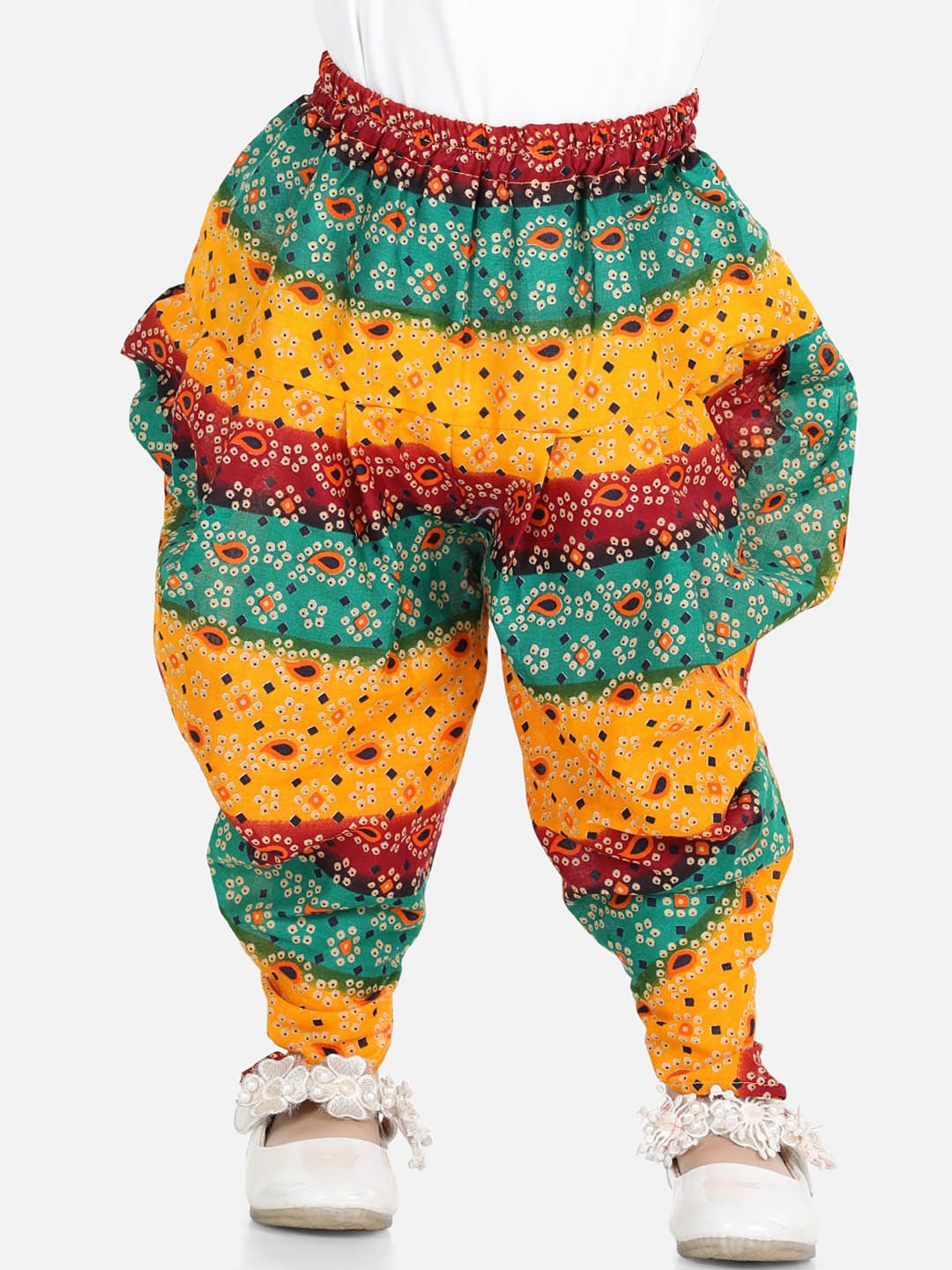 

BownBee Girls Yellow & Red Printed Cotton Dhotis
