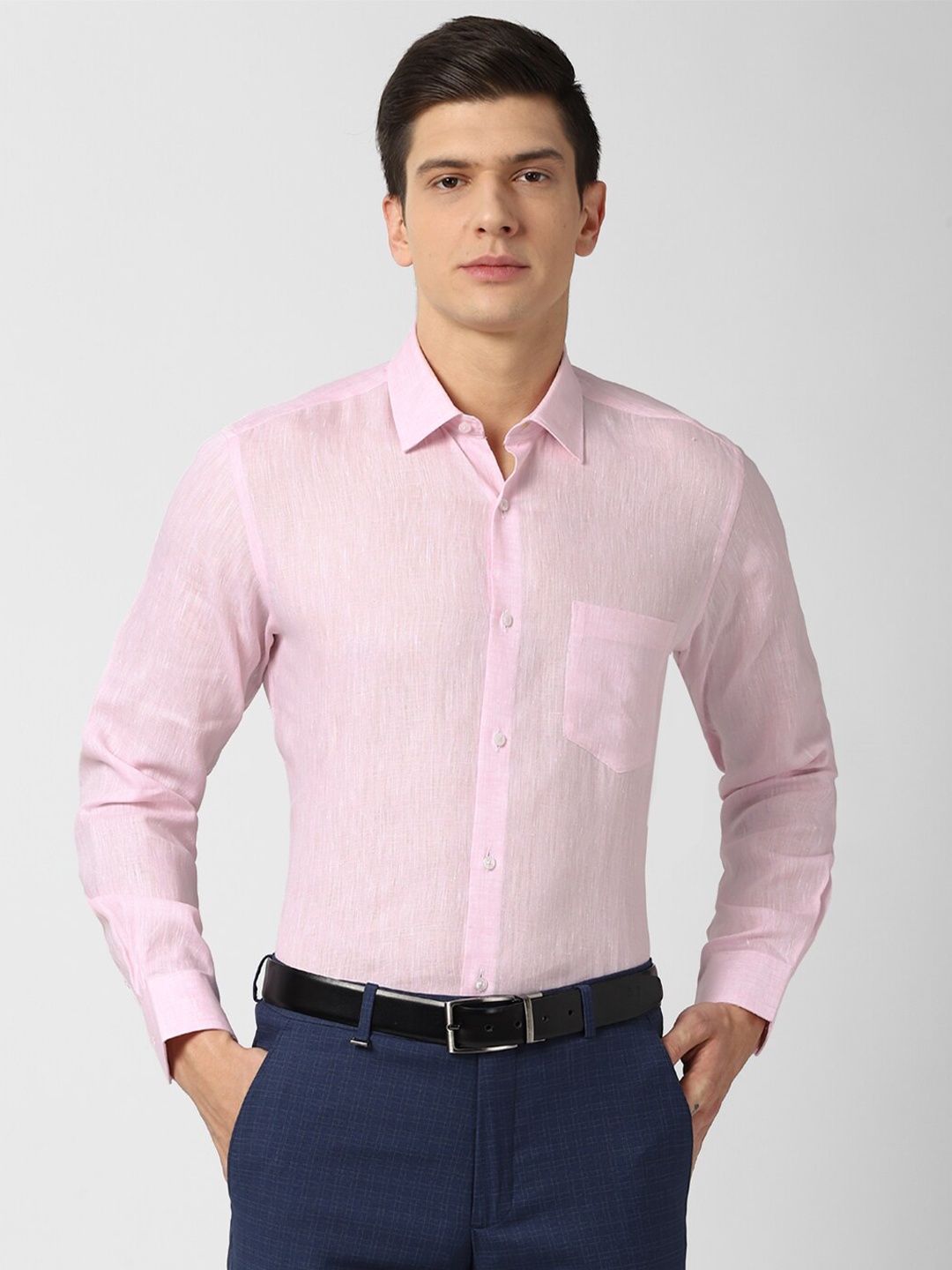 

Van Heusen Men Pink Linen Formal Shirt