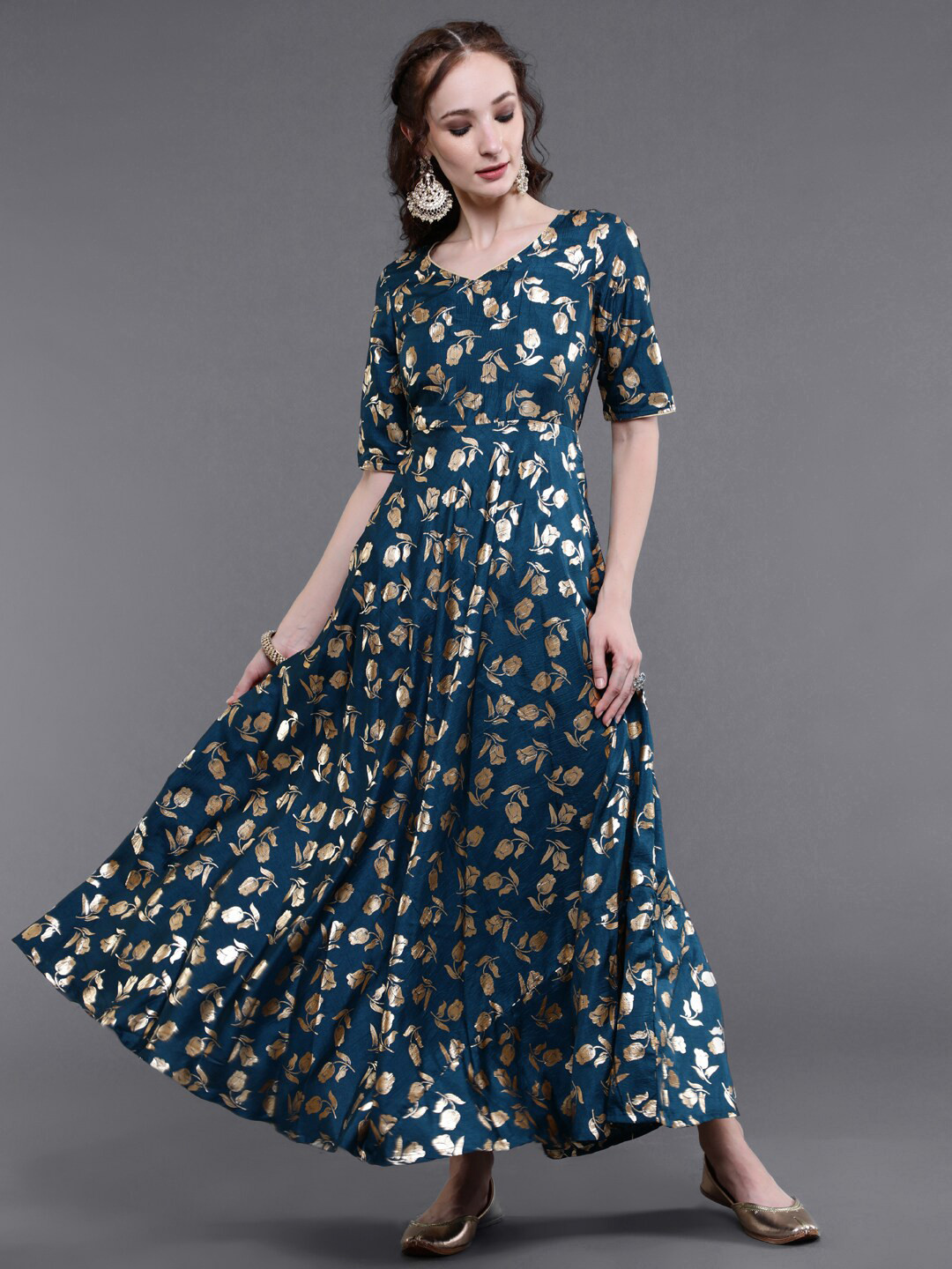 

saubhagya Blue Floral Maxi Dress