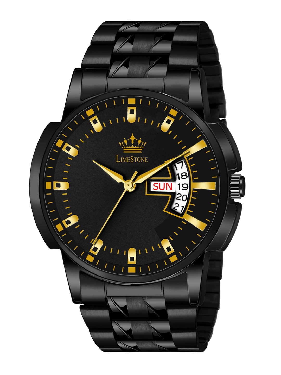 

LIMESTONE Men Black Brass Dial & Straps Analogue Watch
