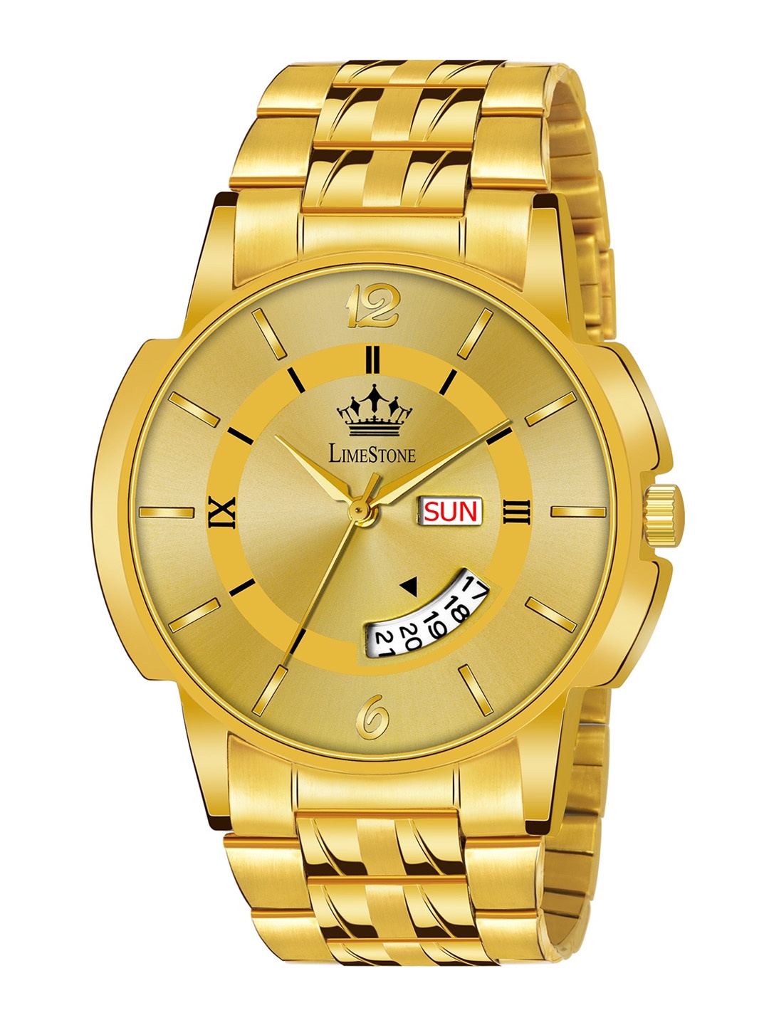 

LIMESTONE Men Gold-Toned Brass Dial & Gold Toned Straps Analogue Watch LS3062