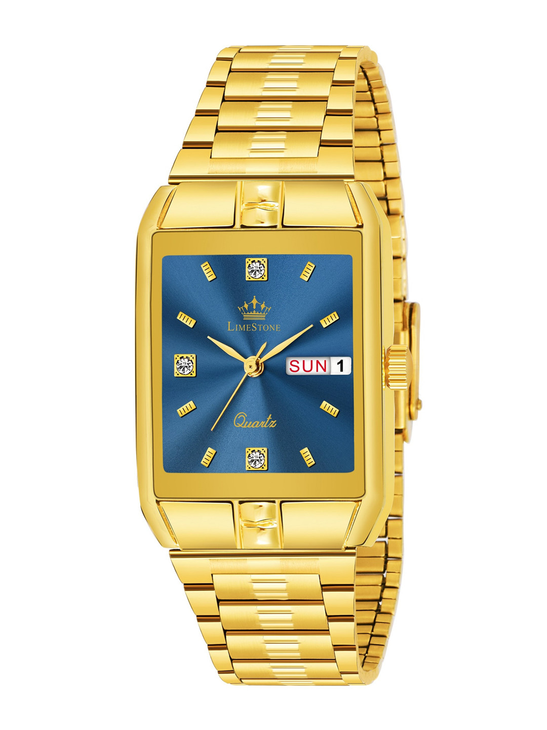 

LIMESTONE Men Gold-Toned Brass Dial & Bracelet Style Straps Analogue Watch