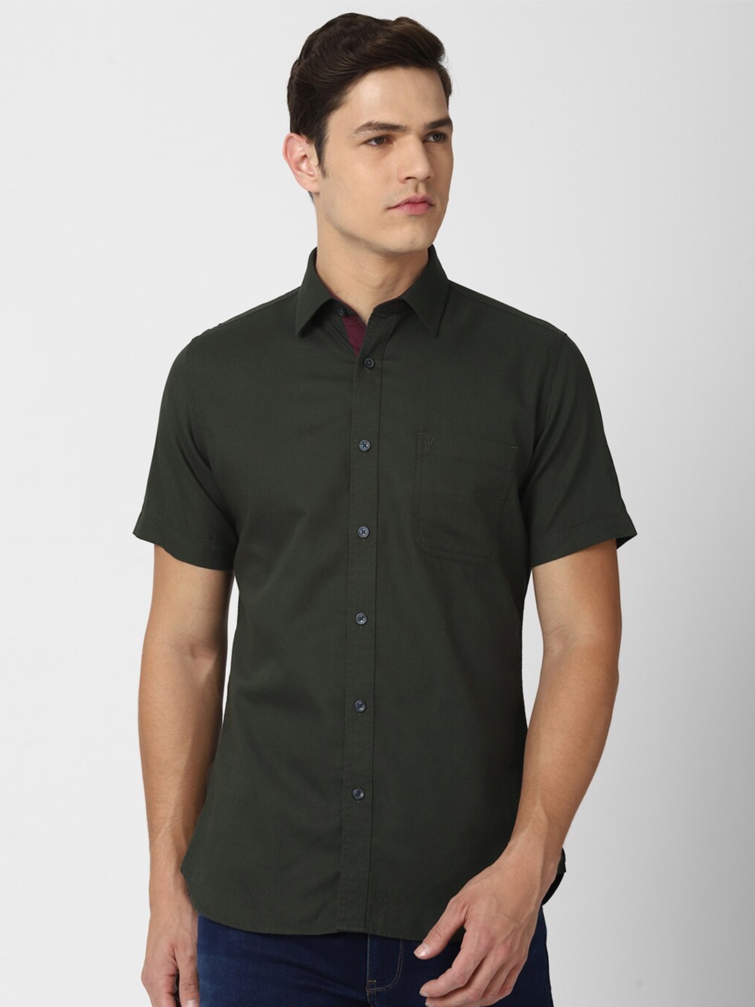 

Van Heusen Sport Men Olive Green Slim Fit Casual Shirt
