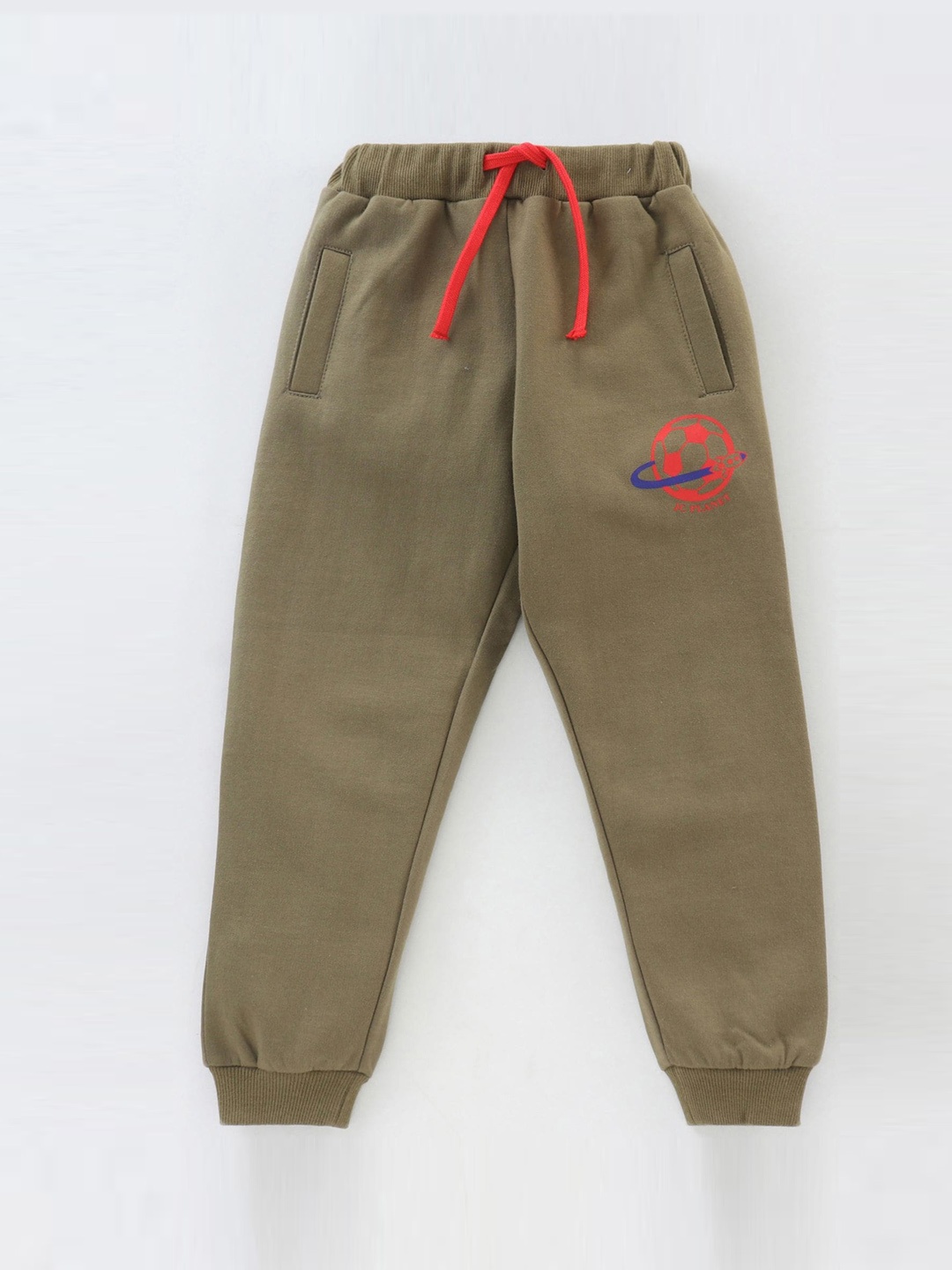 

JusCubs Infant Boys Olive Green Solid Relaxed-Fit Track Pants