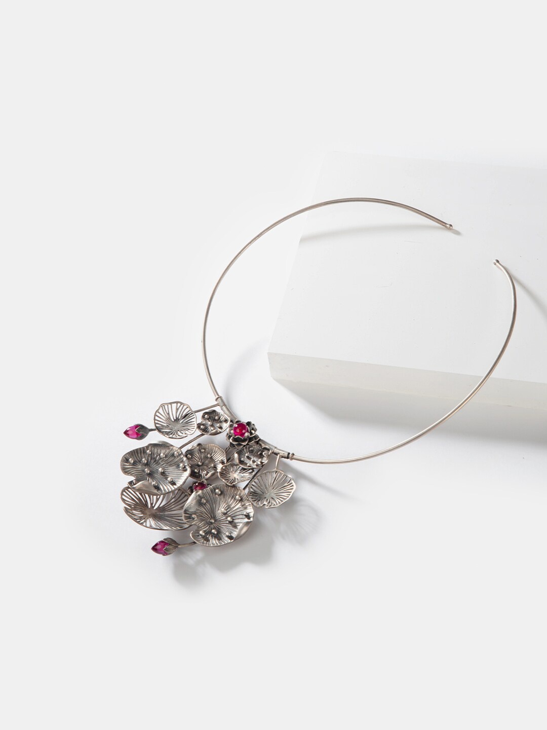 

SHAYA Women Silver & Magenta 925 Silver Necklace