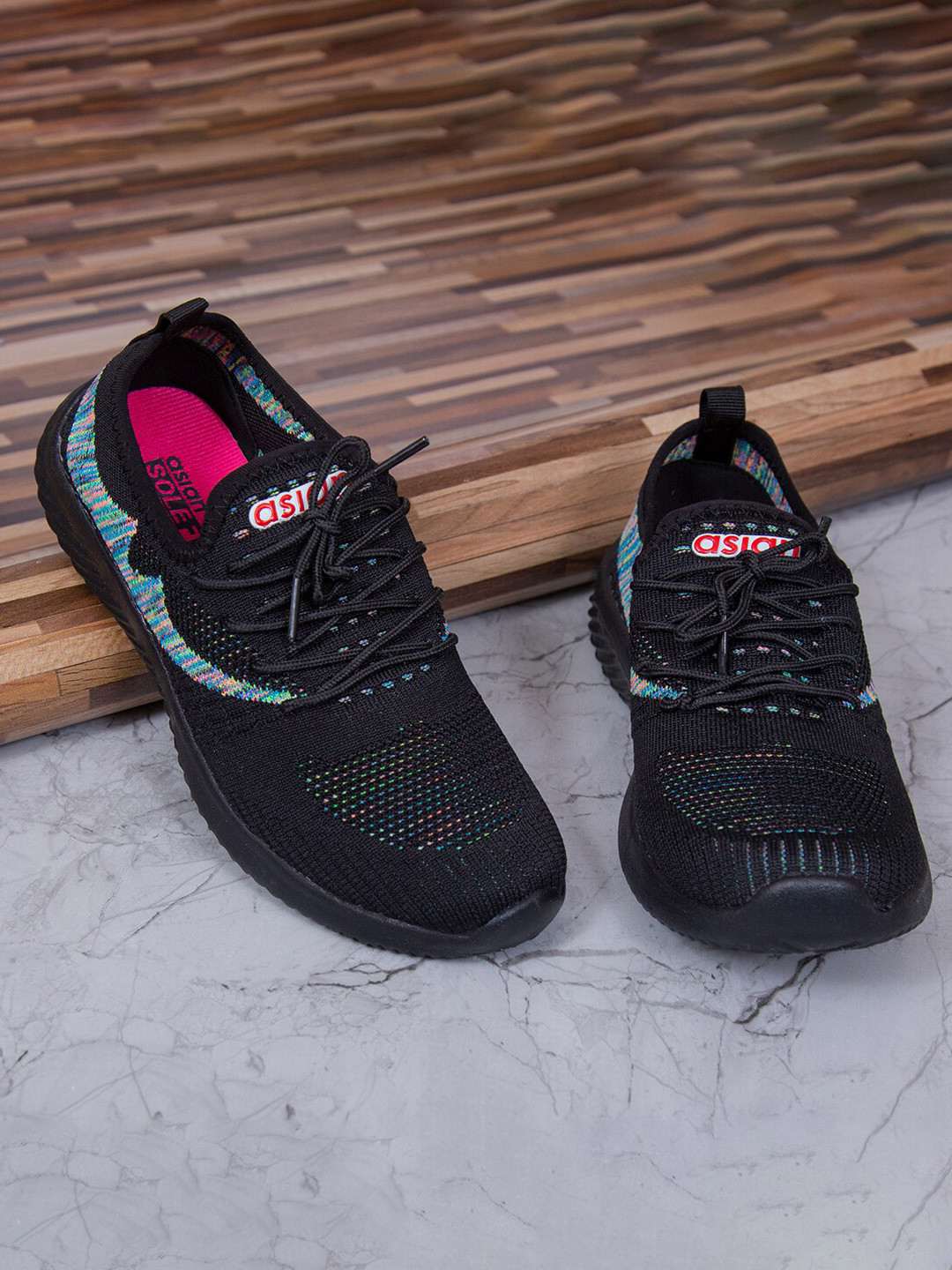 

ASIAN Women Black Mesh Running Shoes