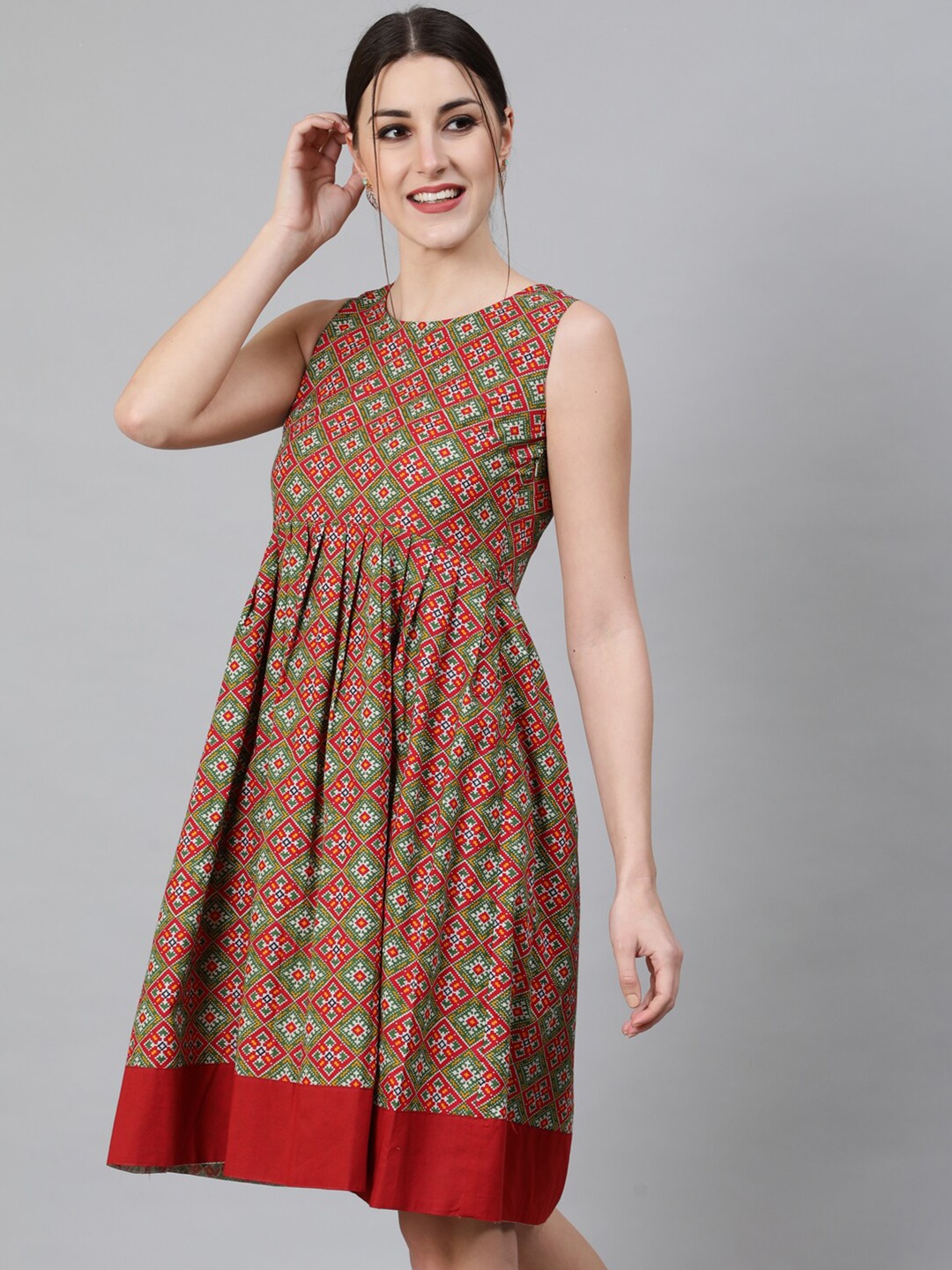 

Awadhi Red Ethnic Motifs Dress