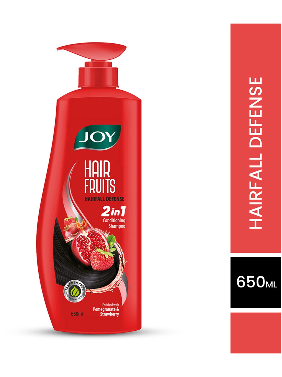 

JOY Hair Fruits Hairfall Defense Conditioning Shampoo with Strawberry - 650ml, Red