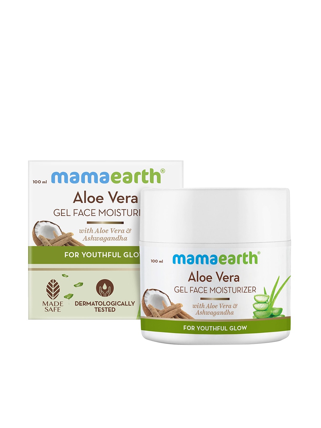 

Mamaearth Aloe Vera Gel Face Moisturizer with Ashwagandha 100 g, White