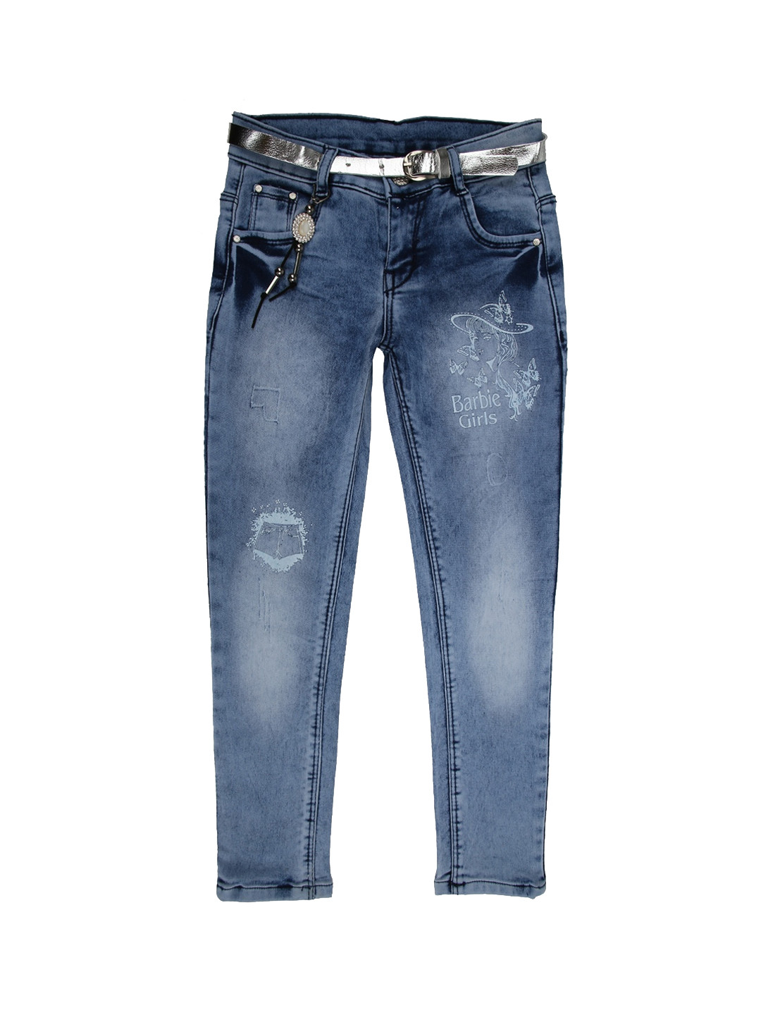 

V-Mart Girls Blue Mildly Distressed Heavy Fade Stretchable Jeans