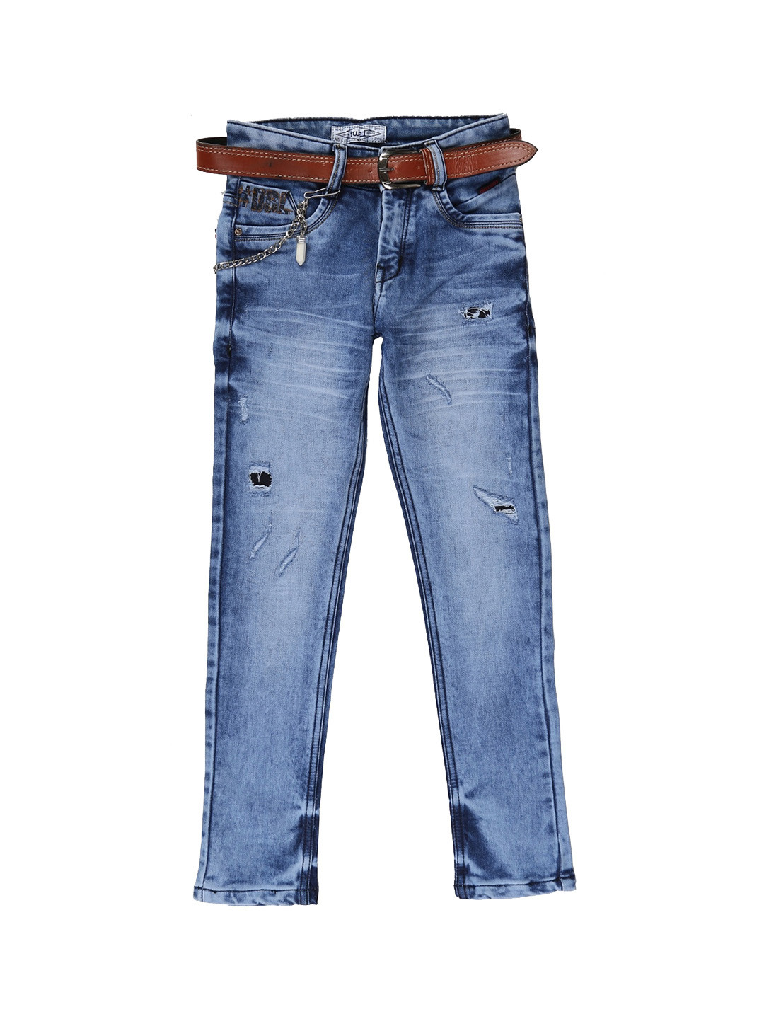 

V-Mart Boys Blue Regular Fit Mildly Distressed Heavy Fade Stretchable Jeans
