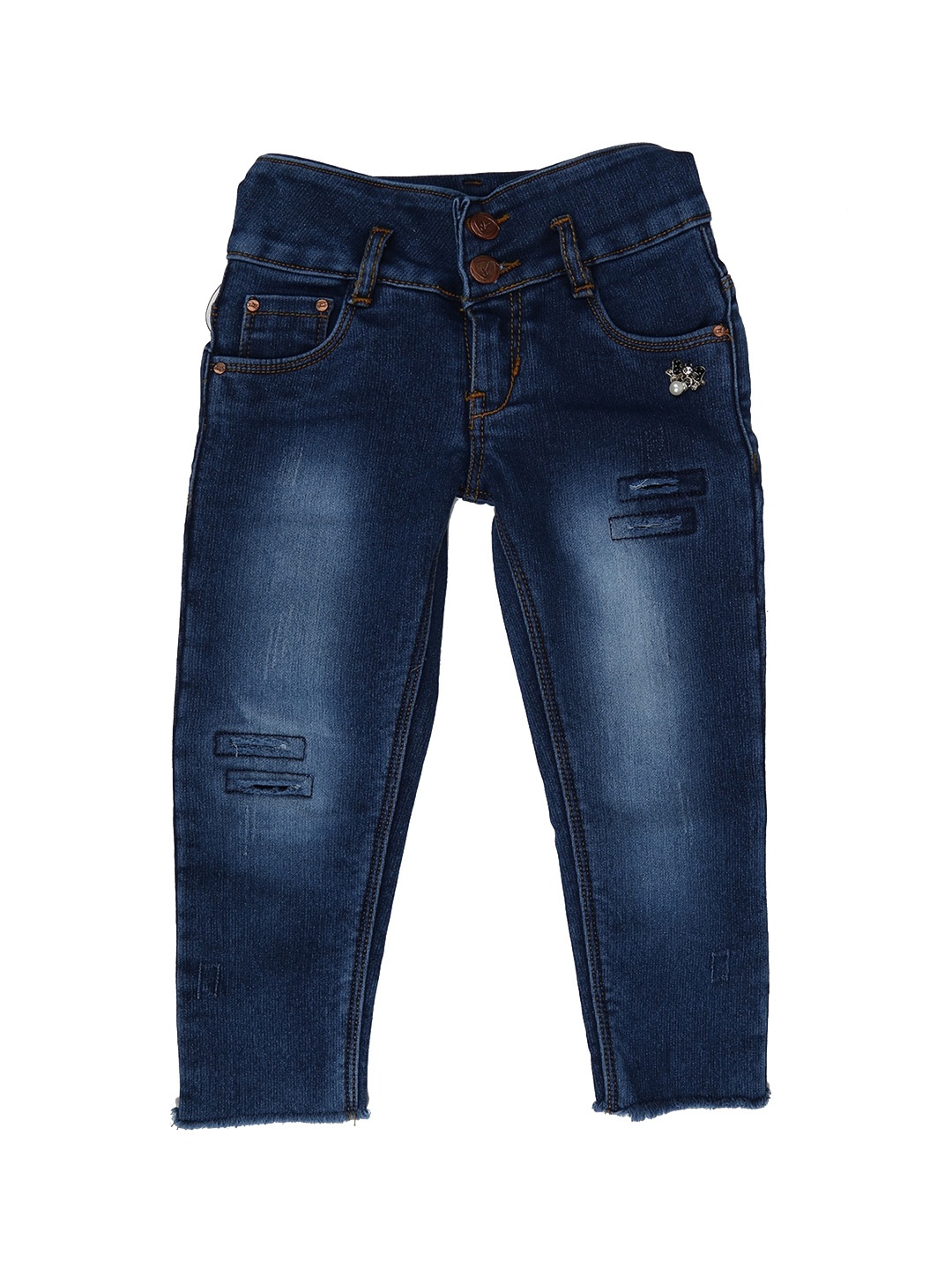 

V-Mart Girls Blue Low Distressed Heavy Fade Stretchable Jeans