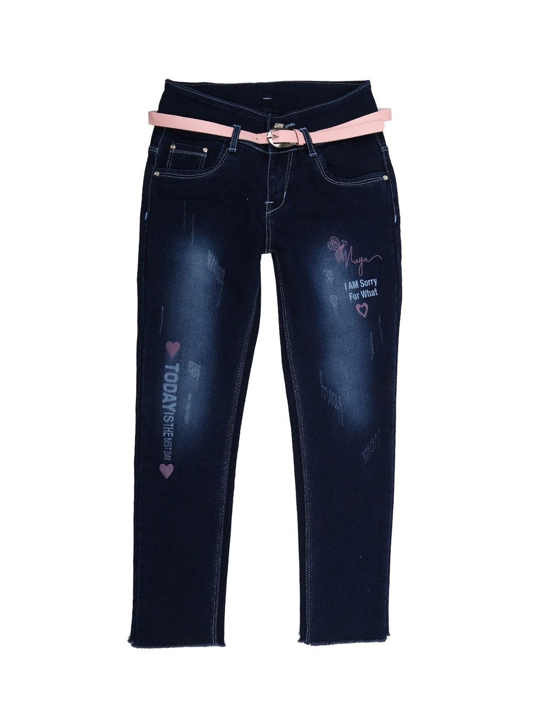 

V-Mart Girls Blue Low Distressed Light Fade Stretchable Jeans