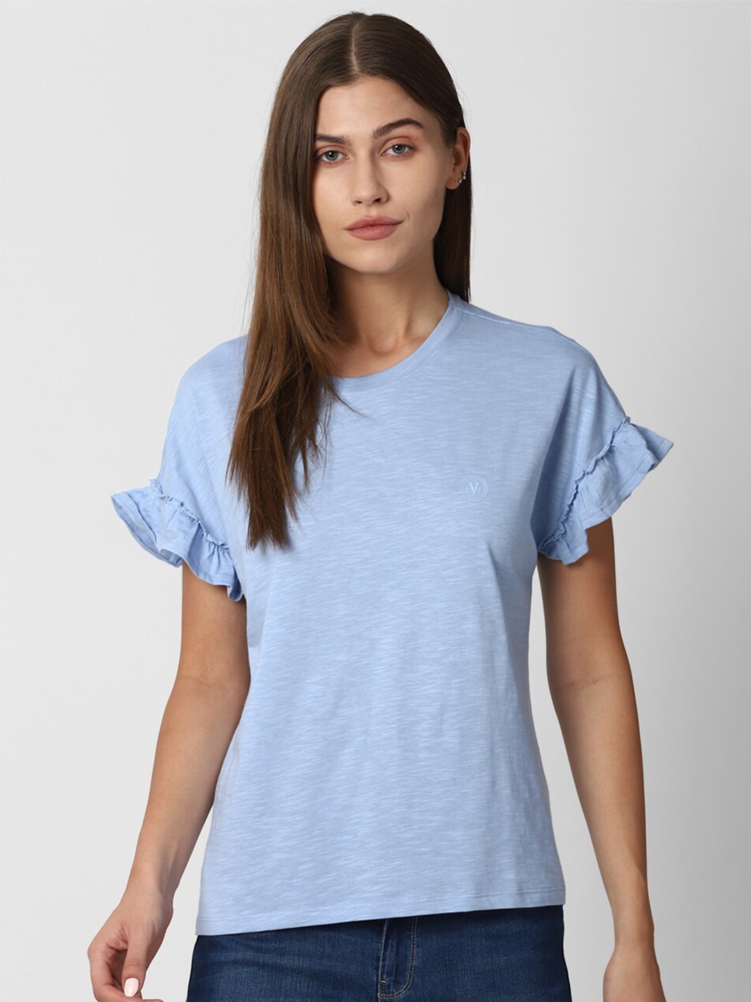 

Van Heusen Woman Blue Melange Effect Extended Sleeves Top