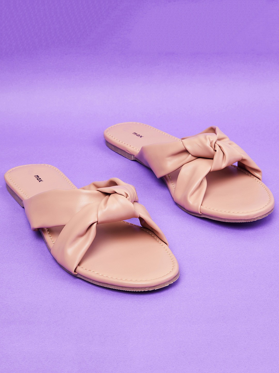 

max Women Pink Solid Open Toe Flats with Bows