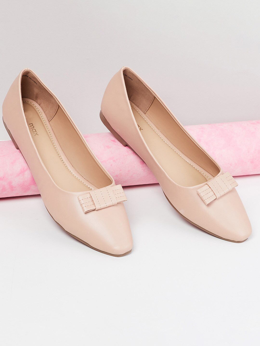 

max Women Pink Woven Design PU Slip-On Ballerinas