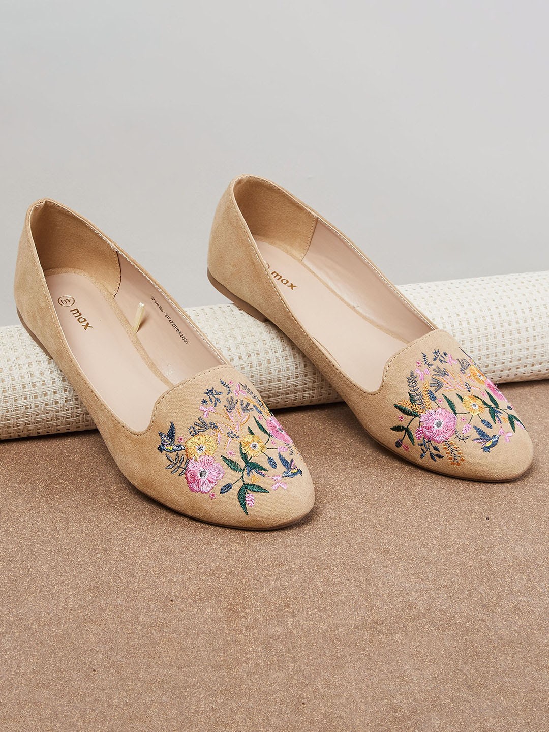 

max Women Beige Woven Design Ballerinas