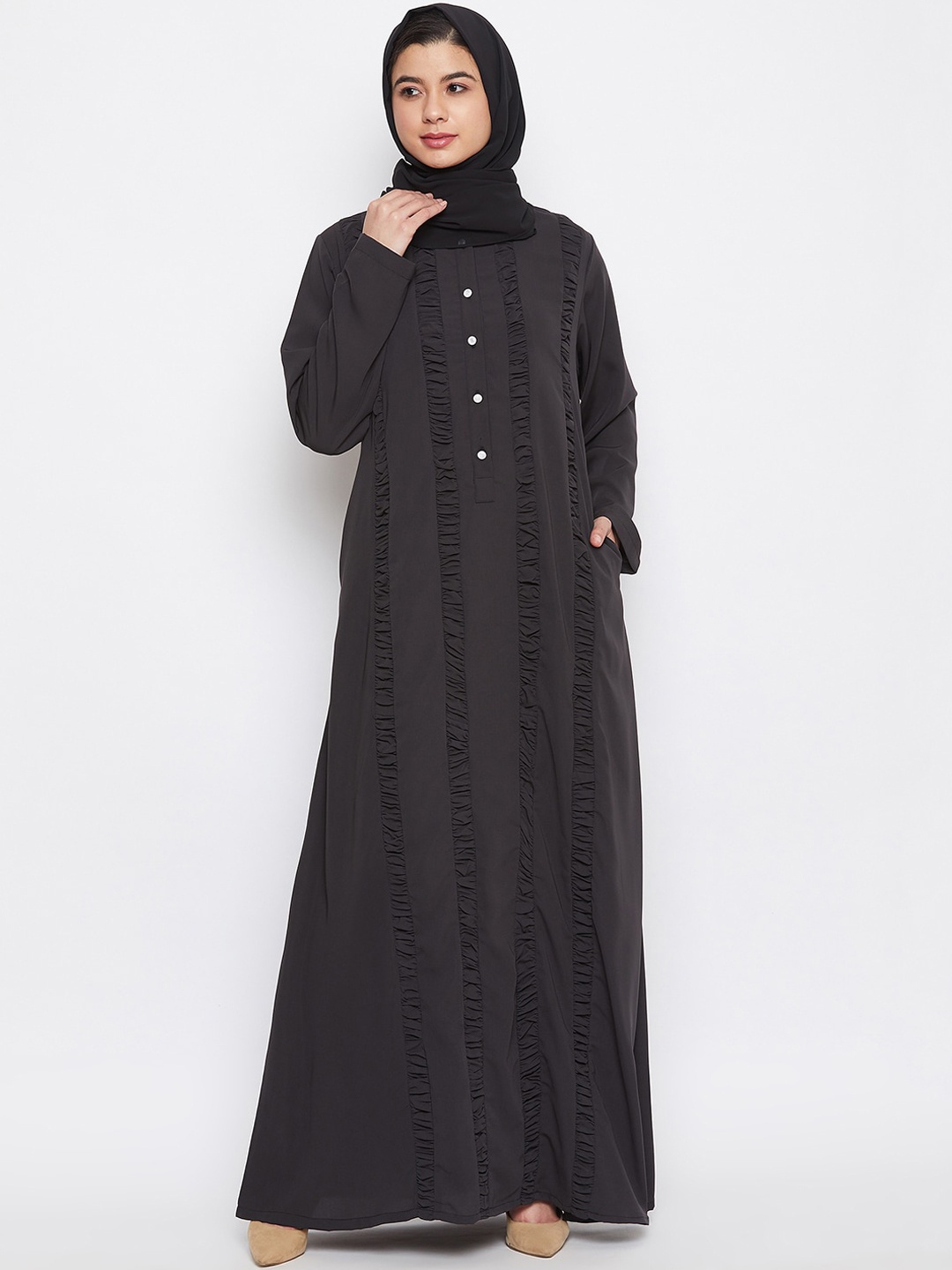 

NABIA Women Black Solid Abaya Burqa