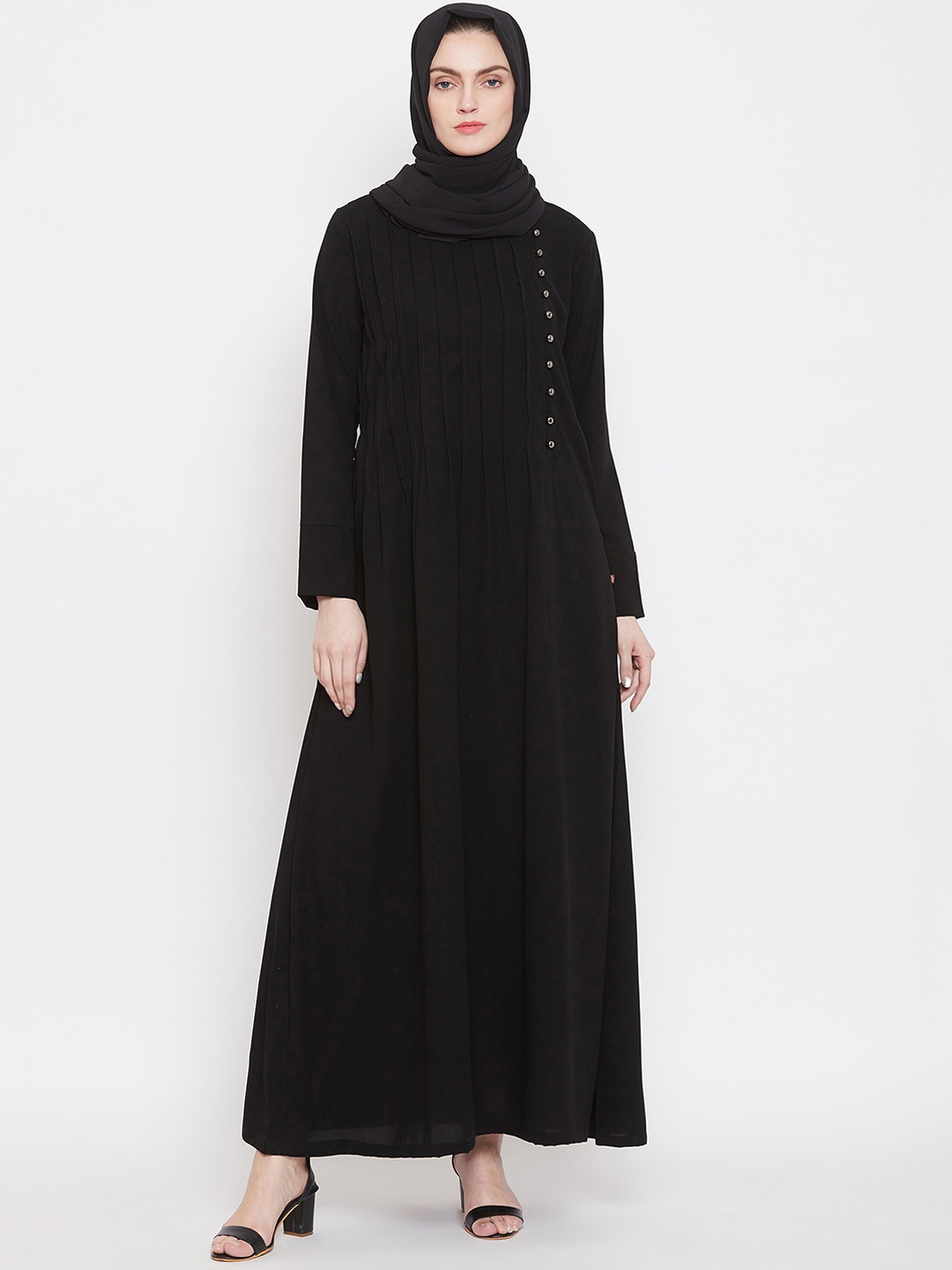 

NABIA Women Black Solid Abaya Burqa With Scarf