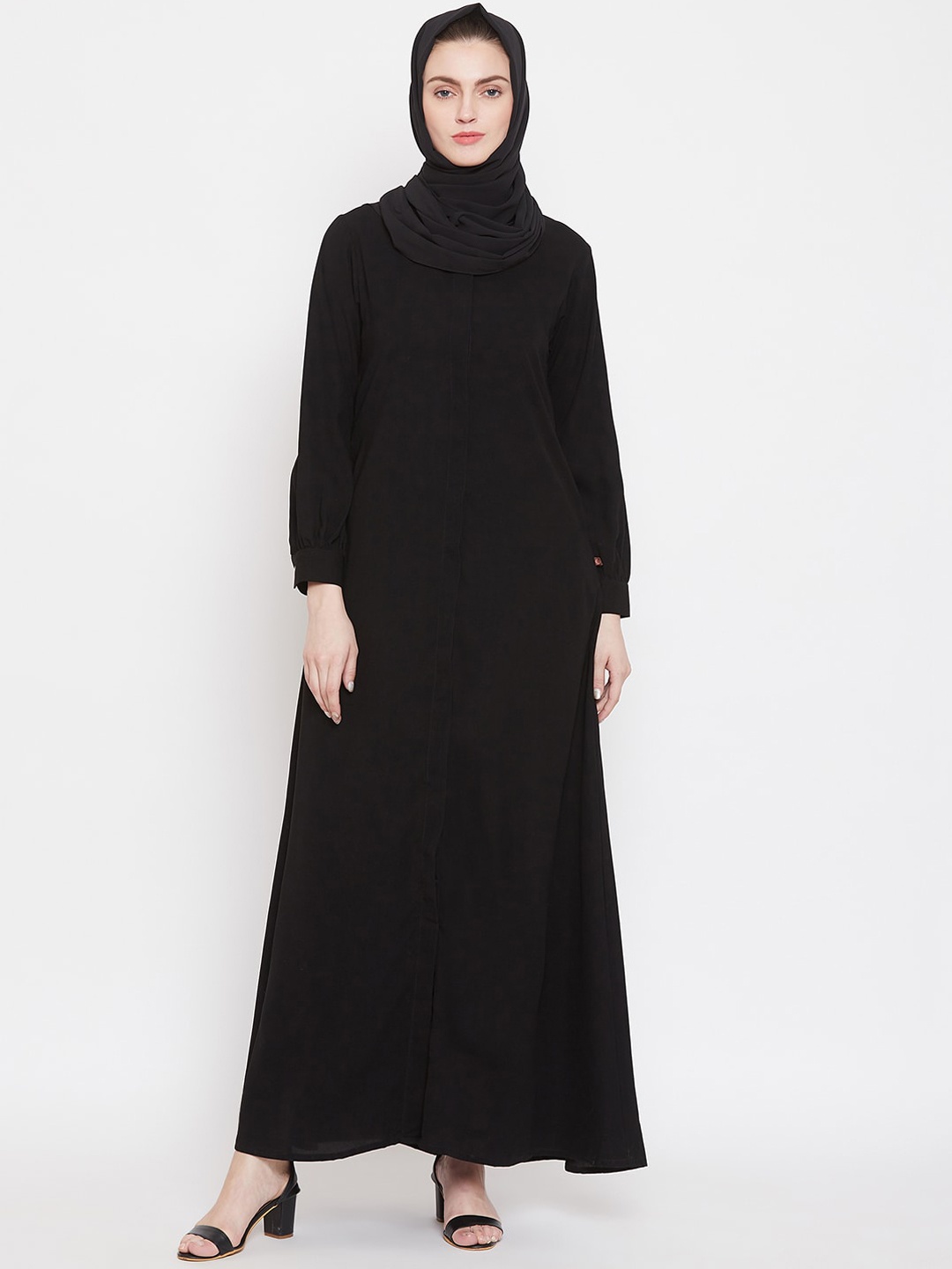 

NABIA Women Black Solid Abaya Burqa With Scarf